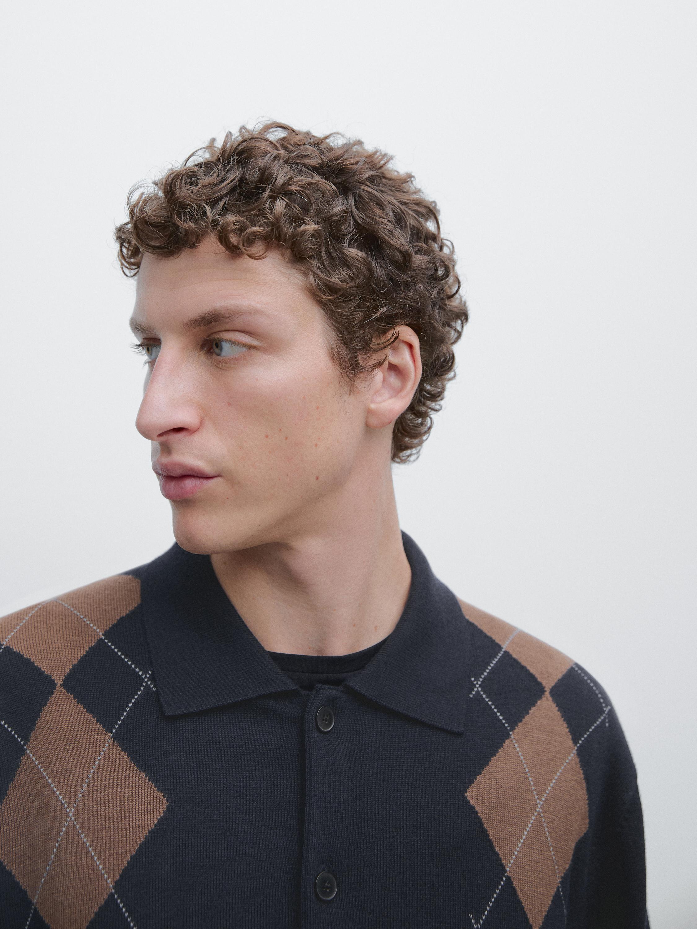 Cardigan laine à losanges